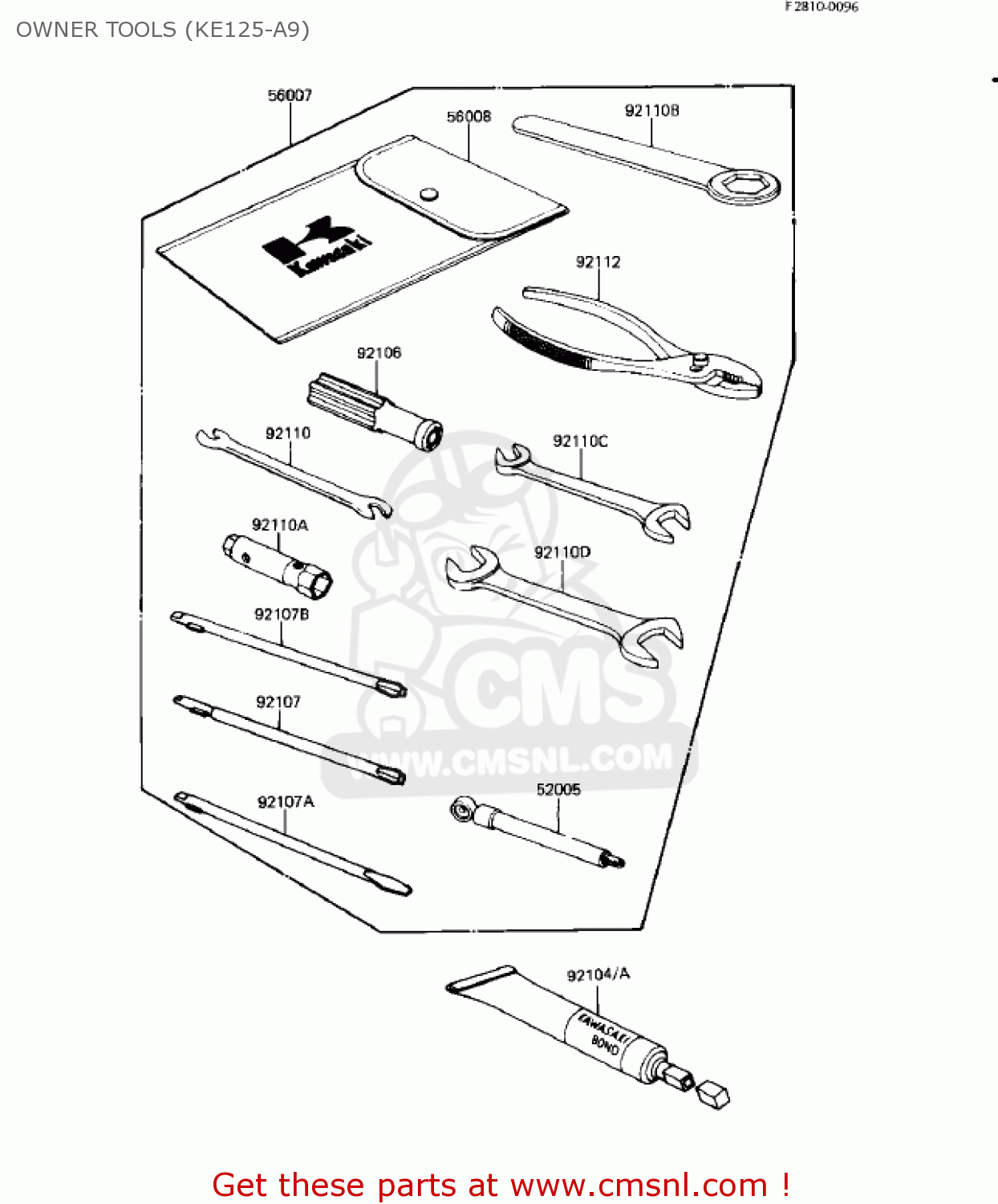 OWNER TOOLS (KE125-A9) KE125-A10 KE125 1983 USA USA CANADA