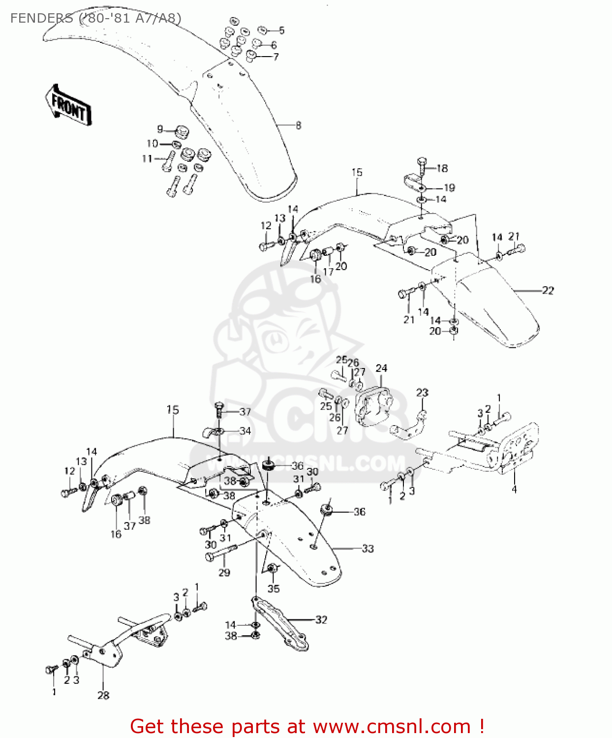 FENDERS ('80-'81 A7/A8) KE125-A10 KE125 1983 USA USA CANADA