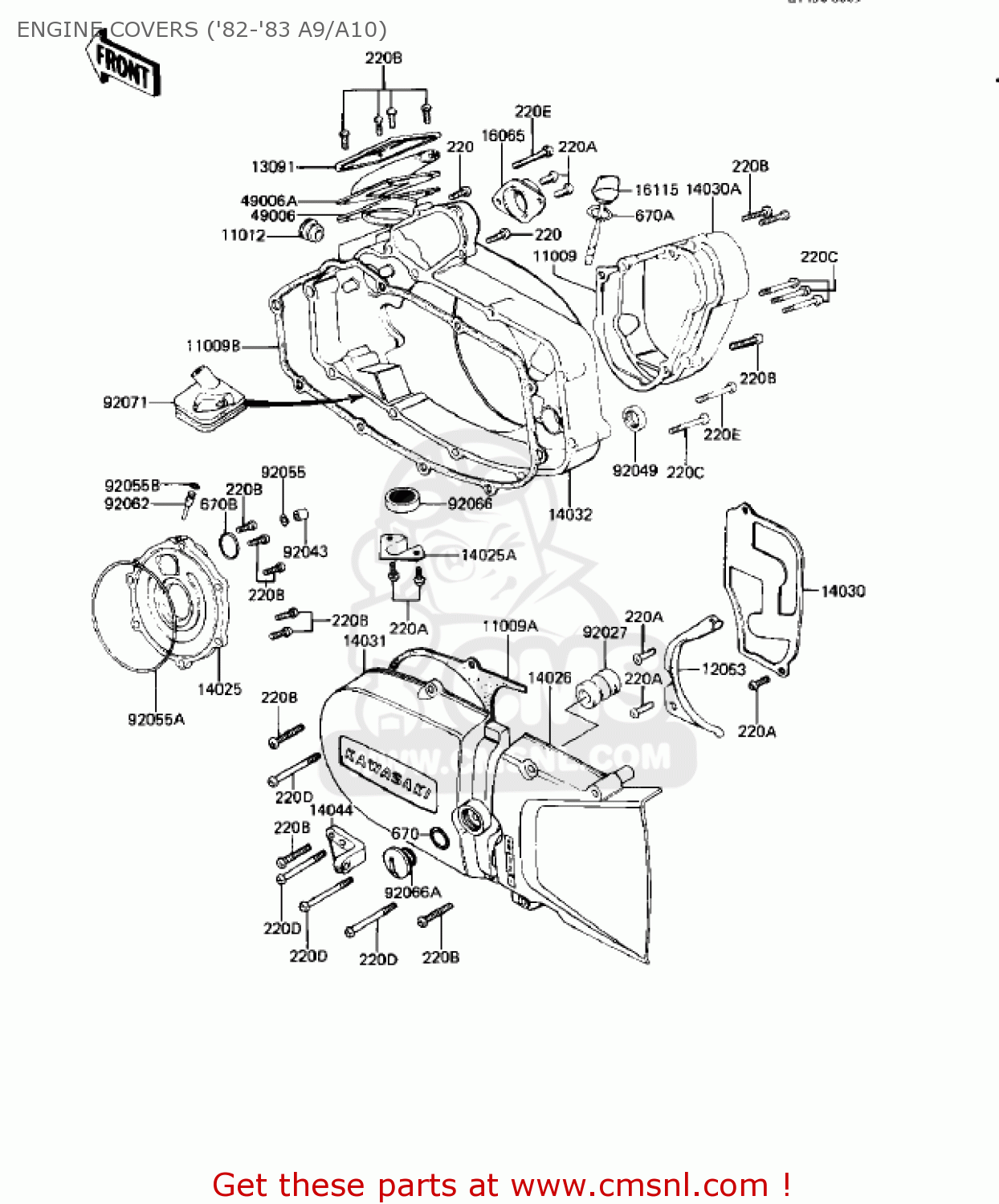 ENGINE COVERS ('82-'83 A9/A10) KE125-A10 KE125 1983 USA USA CANADA