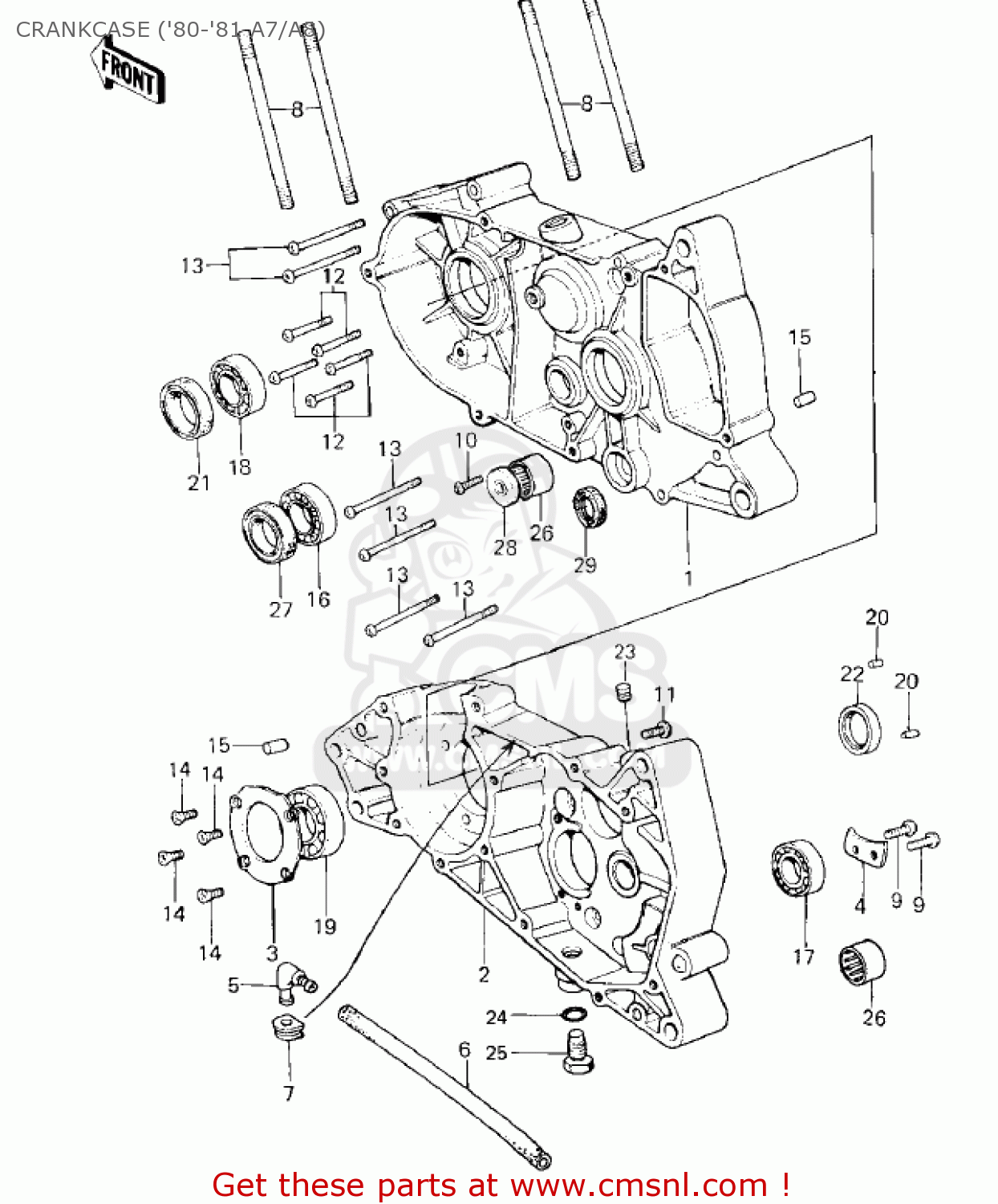 CRANKCASE ('80-'81 A7/A8) KE125-A10 KE125 1983 USA USA CANADA
