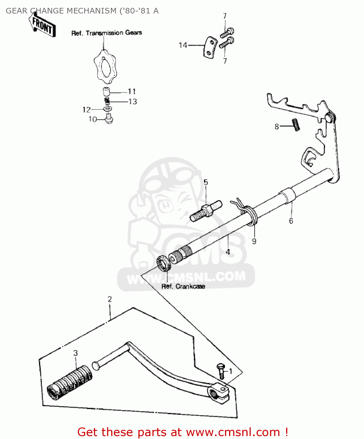 GEAR CHANGE MECHANISM ('80-'81 A KE125-A10 KE125 1983 USA USA CANADA