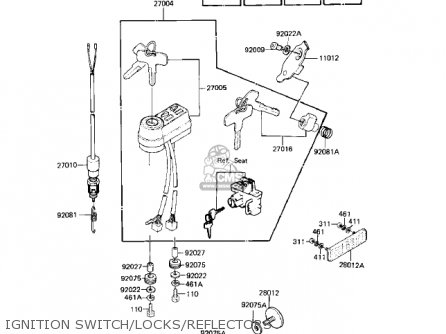 IGNITION SWITCH/LOCKS/REFLECTORS - KE125-A10 KE125 1983 USA USA CANADA
