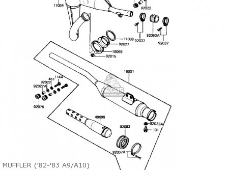 MUFFLER ('82-'83 A9/A10) - KE125-A10 KE125 1983 USA USA CANADA