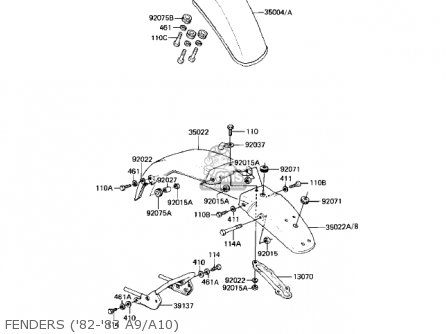 FENDERS ('82-'83 A9/A10) - KE125-A10 KE125 1983 USA USA CANADA