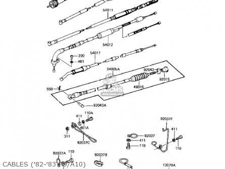 CABLES ('82-'83 A9/A10) - KE125-A10 KE125 1983 USA USA CANADA