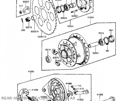 REAR HUB/BRAKE/CHAIN ('82-'83 A9 - KE125-A10 KE125 1983 USA USA CANADA