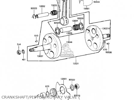 CRANKSHAFT/PISTON/ROTARY VALVE ( - KE125-A10 KE125 1983 USA USA CANADA