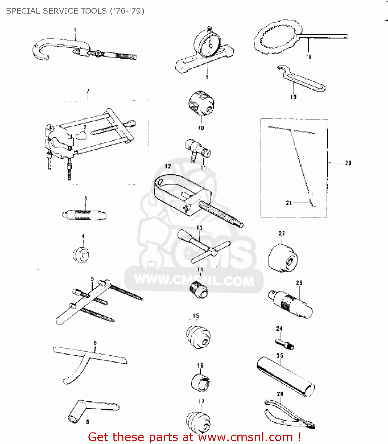 SPECIAL SERVICE TOOLS ('76-'79) KE125-A3 KE125 1976 USA CANADA