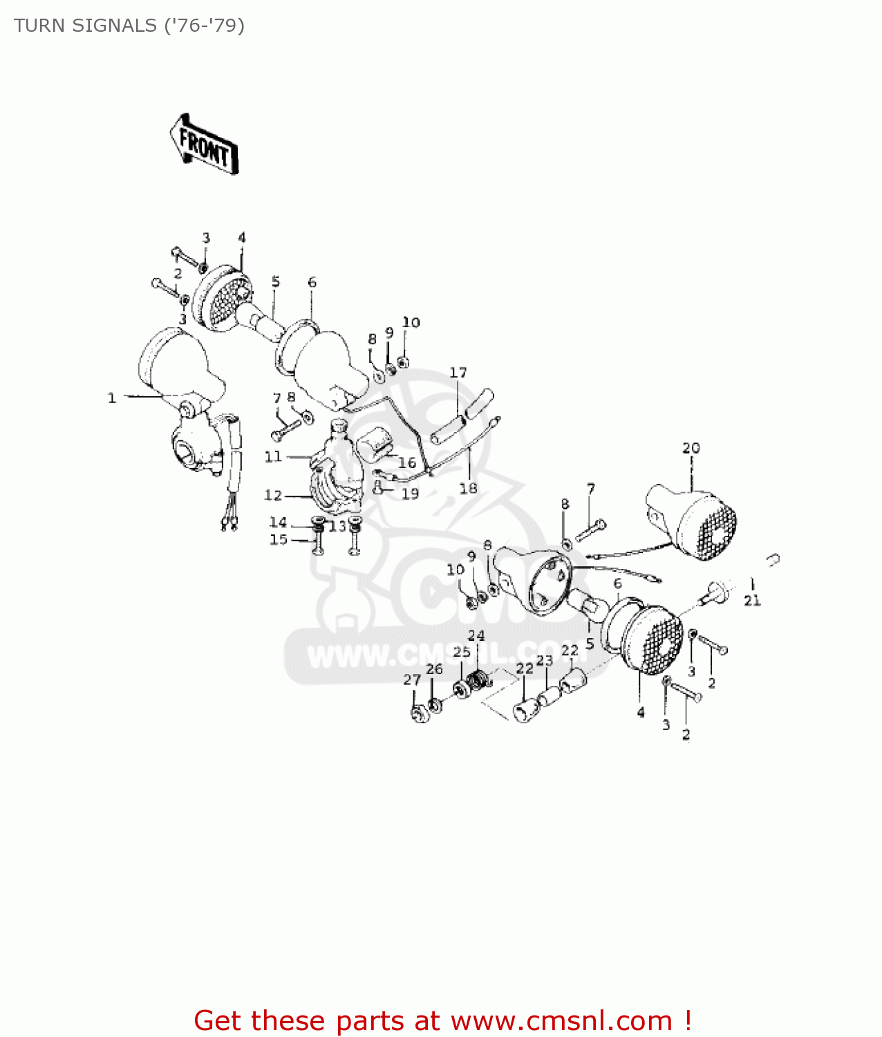 TURN SIGNALS ('76-'79) KE125-A3 KE125 1976 USA CANADA