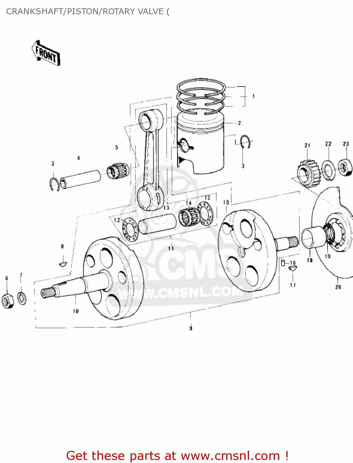 CRANKSHAFT/PISTON/ROTARY VALVE ( KE125-A3 KE125 1976 USA CANADA