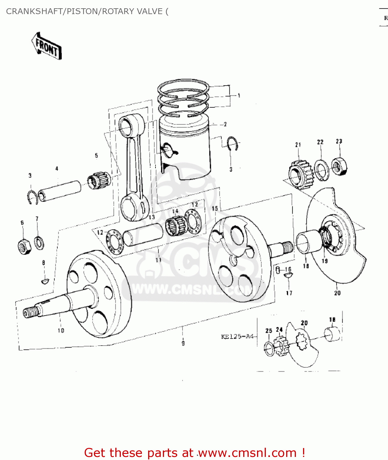 CRANKSHAFT/PISTON/ROTARY VALVE ( KE125-A3 KE125 1976 USA CANADA