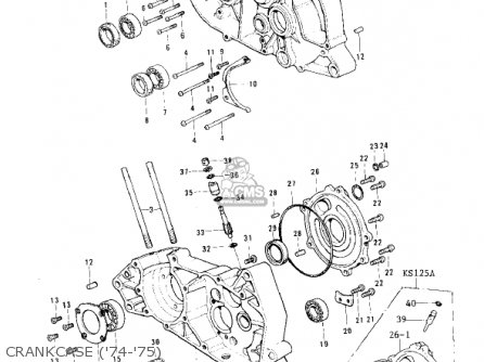 CRANKCASE ('74-'75) - KE125-A3 KE125 1976 USA CANADA