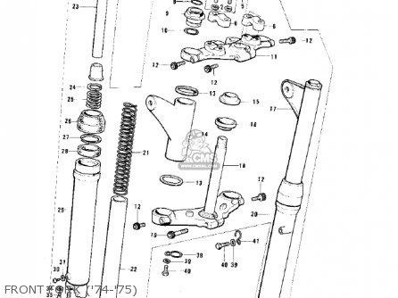 FRONT FORK ('74-'75) - KE125-A3 KE125 1976 USA CANADA