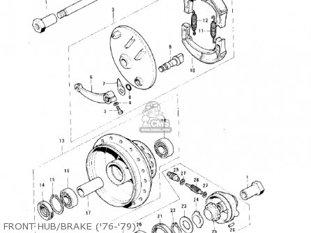FRONT HUB/BRAKE ('76-'79) - KE125-A3 KE125 1976 USA CANADA