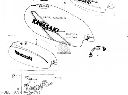FUEL TANK ('76-'79) - KE125-A3 KE125 1976 USA CANADA