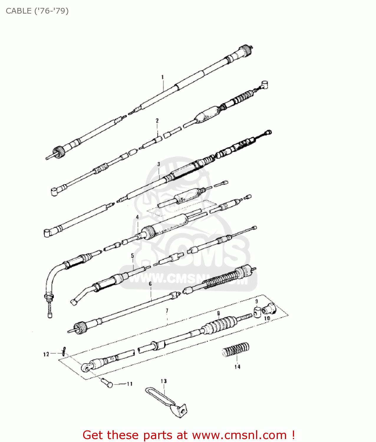 CABLE ('76-'79) KE125-A4 KE125 1977 USA CANADA