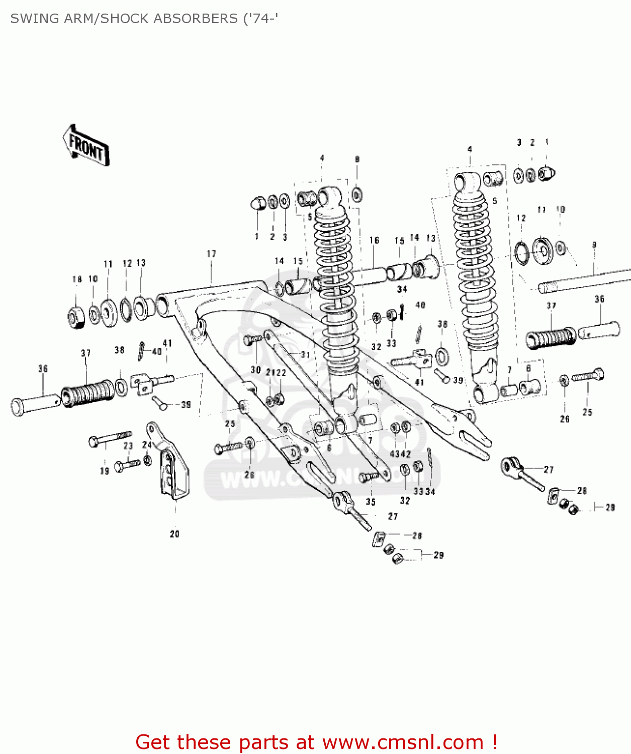 SWING ARM/SHOCK ABSORBERS ('74-' KE125-A4 KE125 1977 USA CANADA