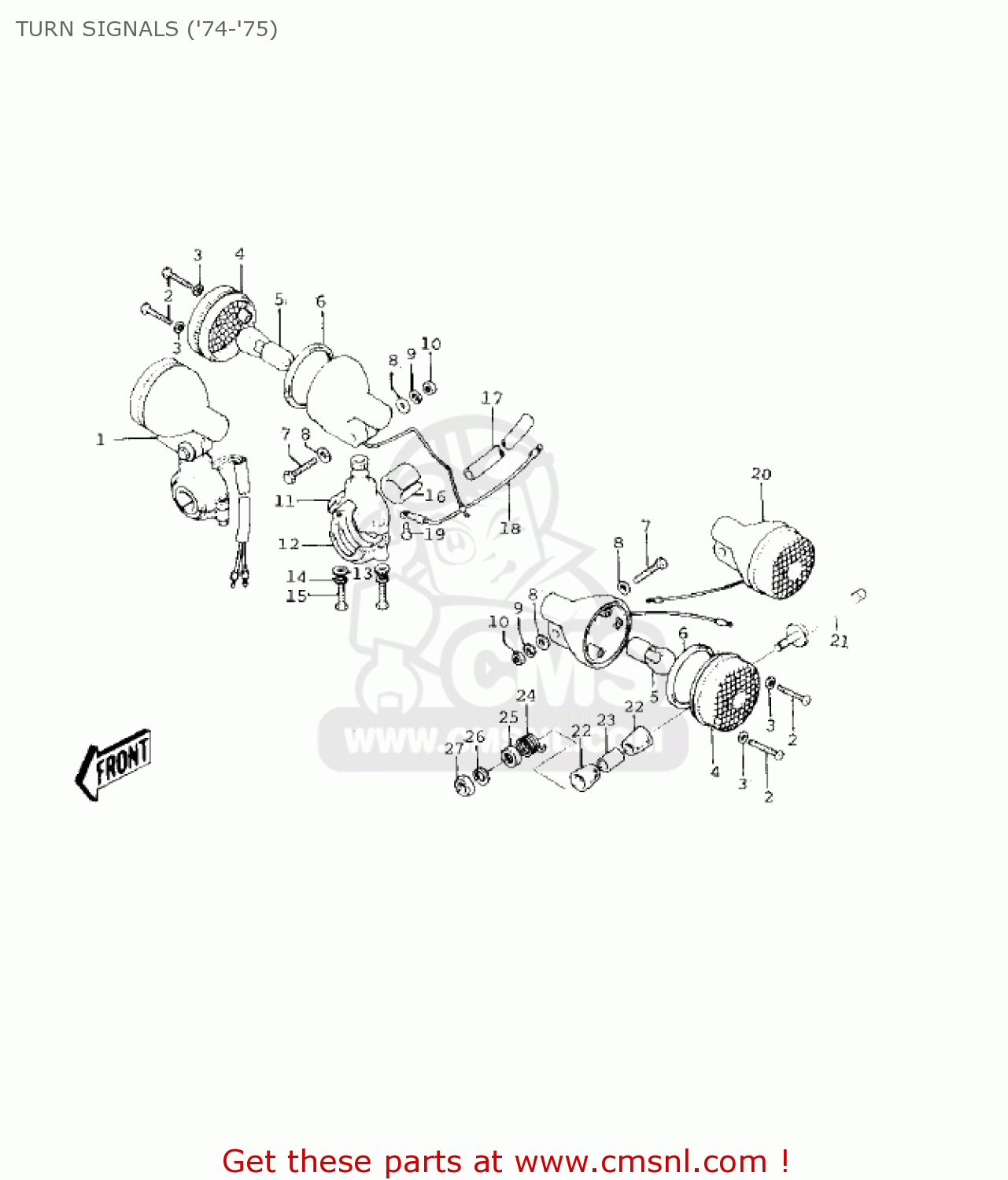 TURN SIGNALS ('74-'75) KE125-A4 KE125 1977 USA CANADA