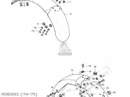 FENDERS ('74-'75) - KE125-A4 KE125 1977 USA CANADA
