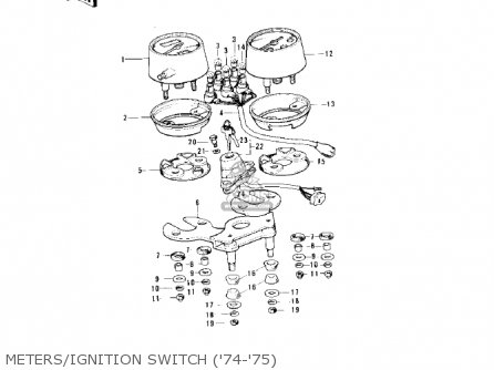 METERS/IGNITION SWITCH ('74-'75) - KE125-A4 KE125 1977 USA CANADA