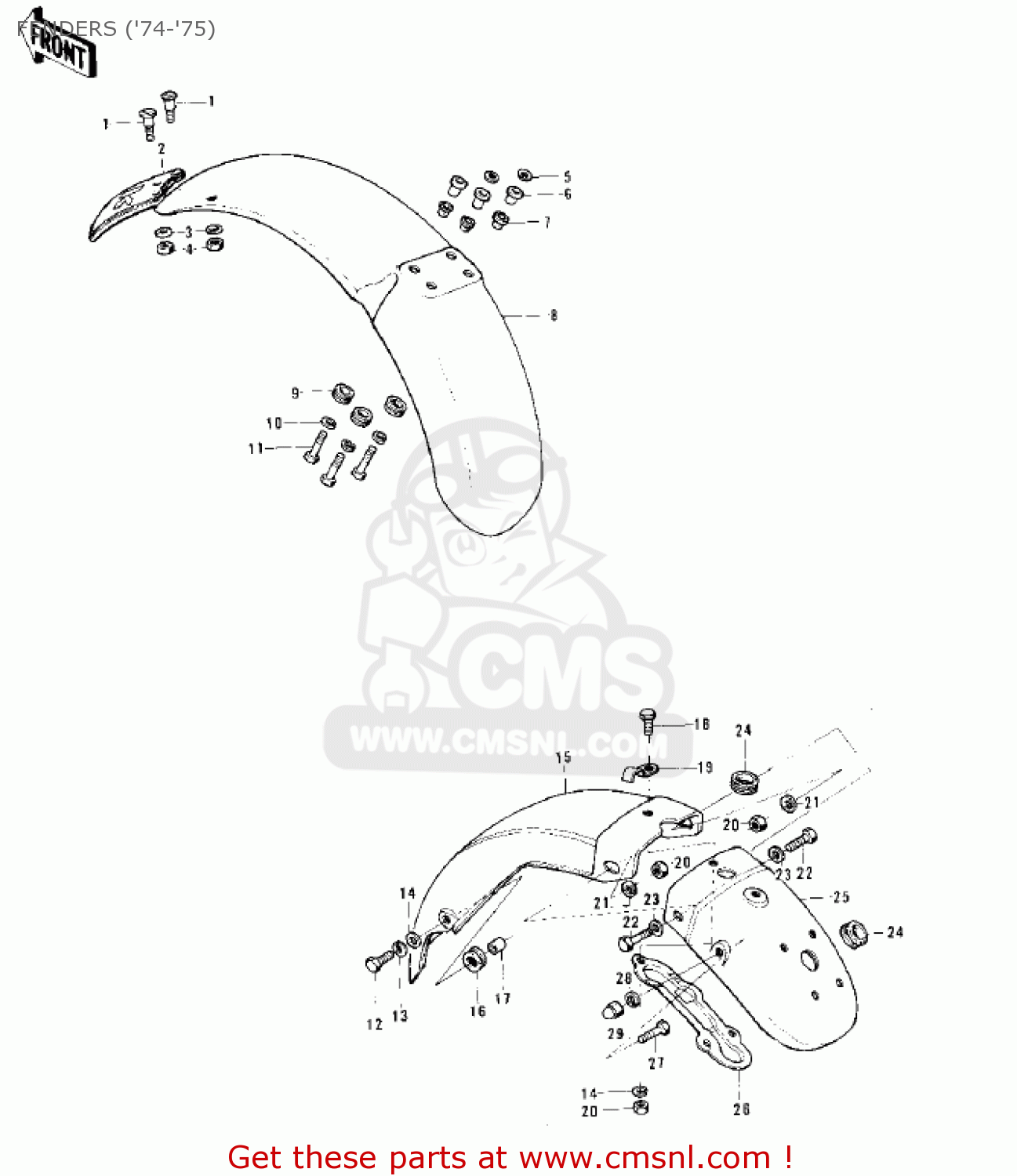 FENDERS ('74-'75) KE125-A5 KE125 1978 USA CANADA