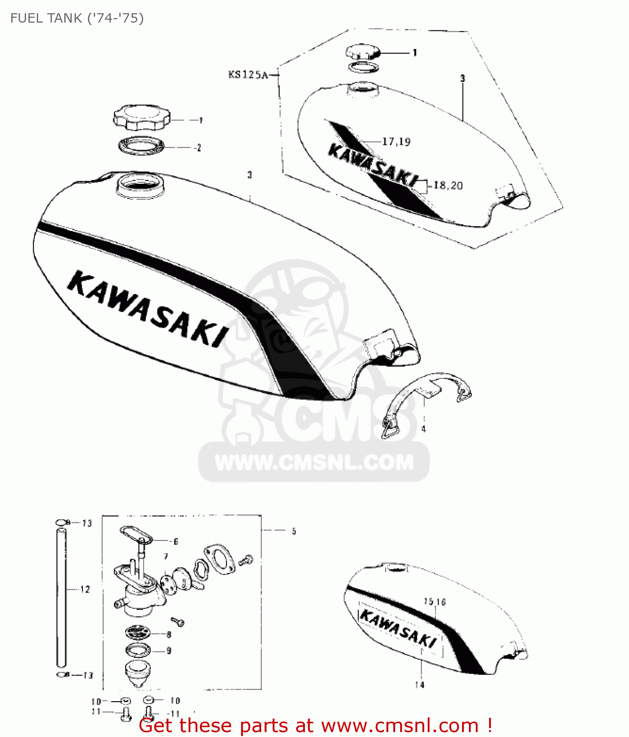 FUEL TANK ('74-'75) KE125-A5 KE125 1978 USA CANADA