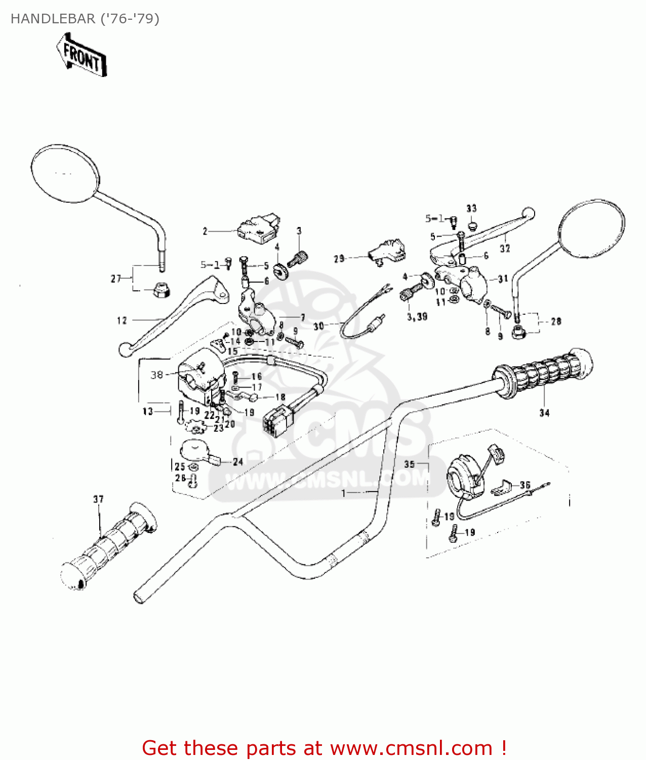 HANDLEBAR ('76-'79) KE125-A5 KE125 1978 USA CANADA
