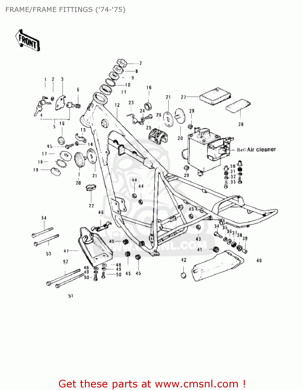 FRAME/FRAME FITTINGS ('74-'75) KE125-A5 KE125 1978 USA CANADA