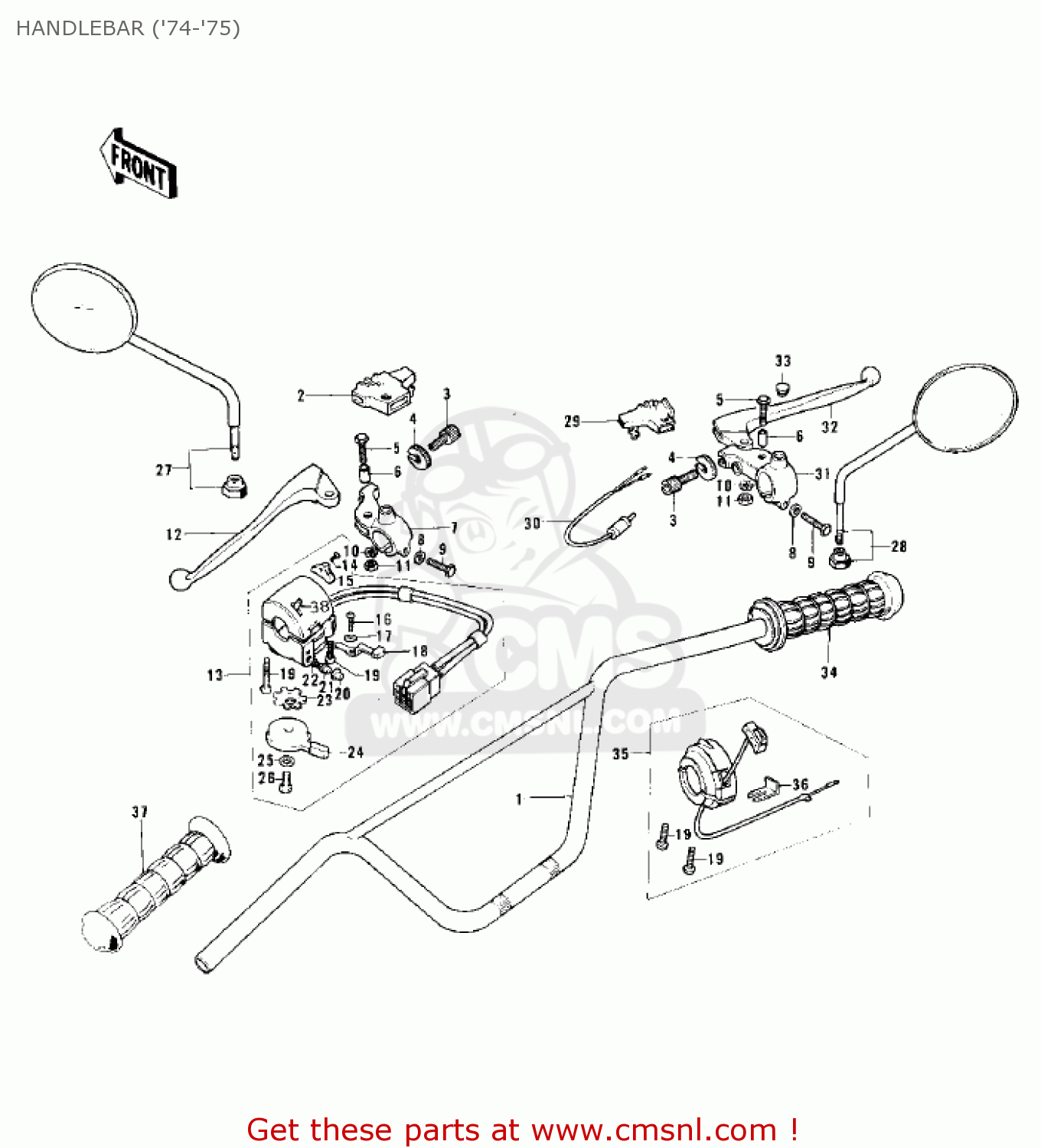 HANDLEBAR ('74-'75) KE125-A5 KE125 1978 USA CANADA