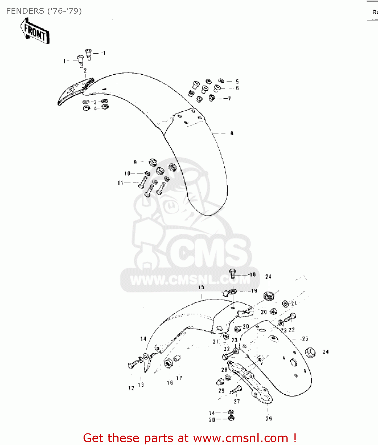 FENDERS ('76-'79) KE125-A5 KE125 1978 USA CANADA