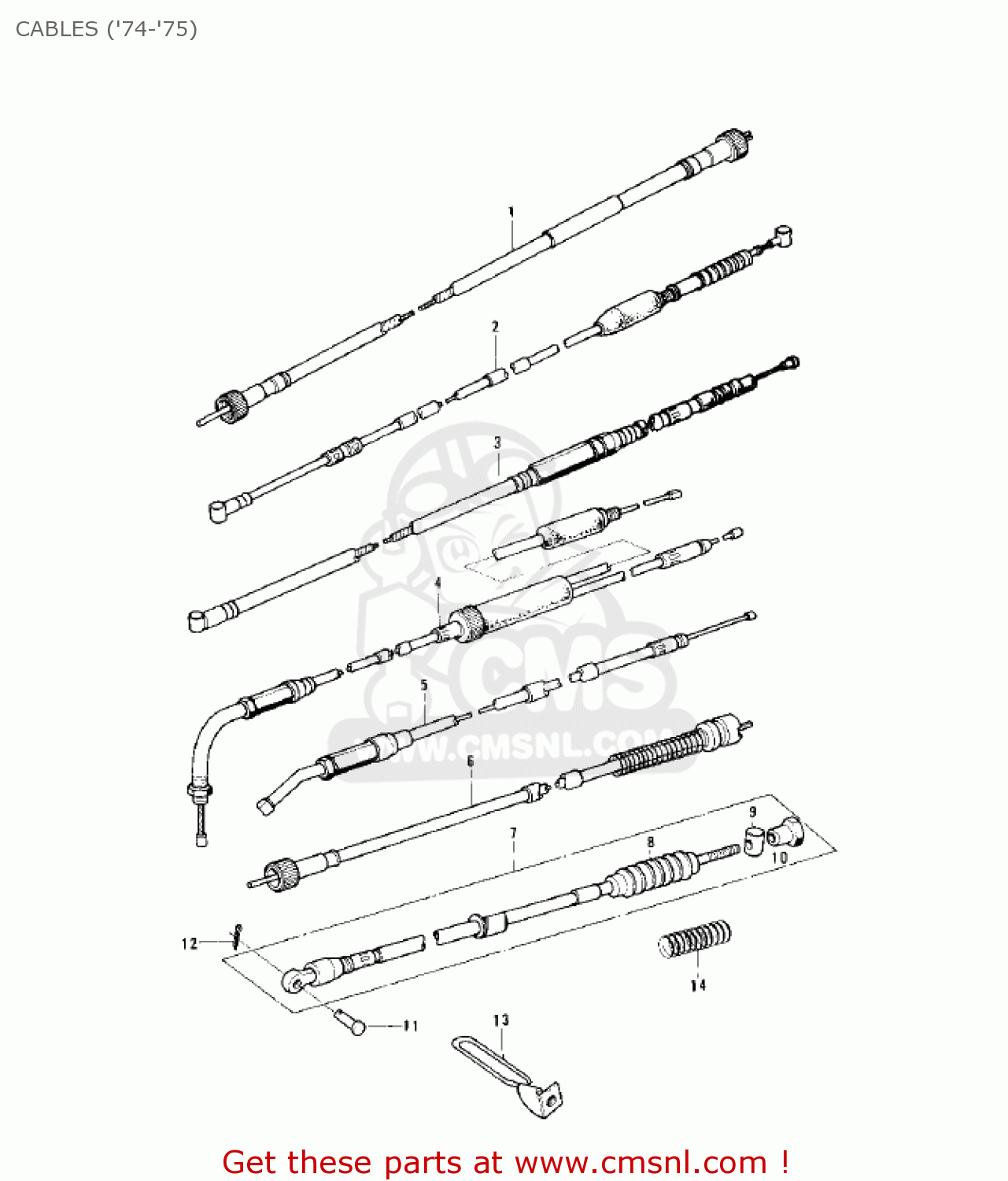CABLES ('74-'75) KE125-A5 KE125 1978 USA CANADA