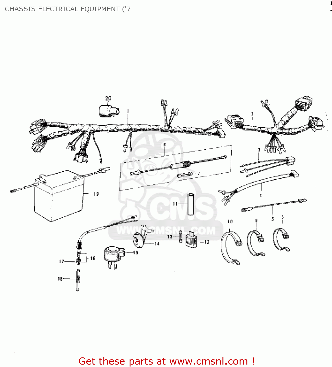 CHASSIS ELECTRICAL EQUIPMENT ('7 KE125-A5 KE125 1978 USA CANADA