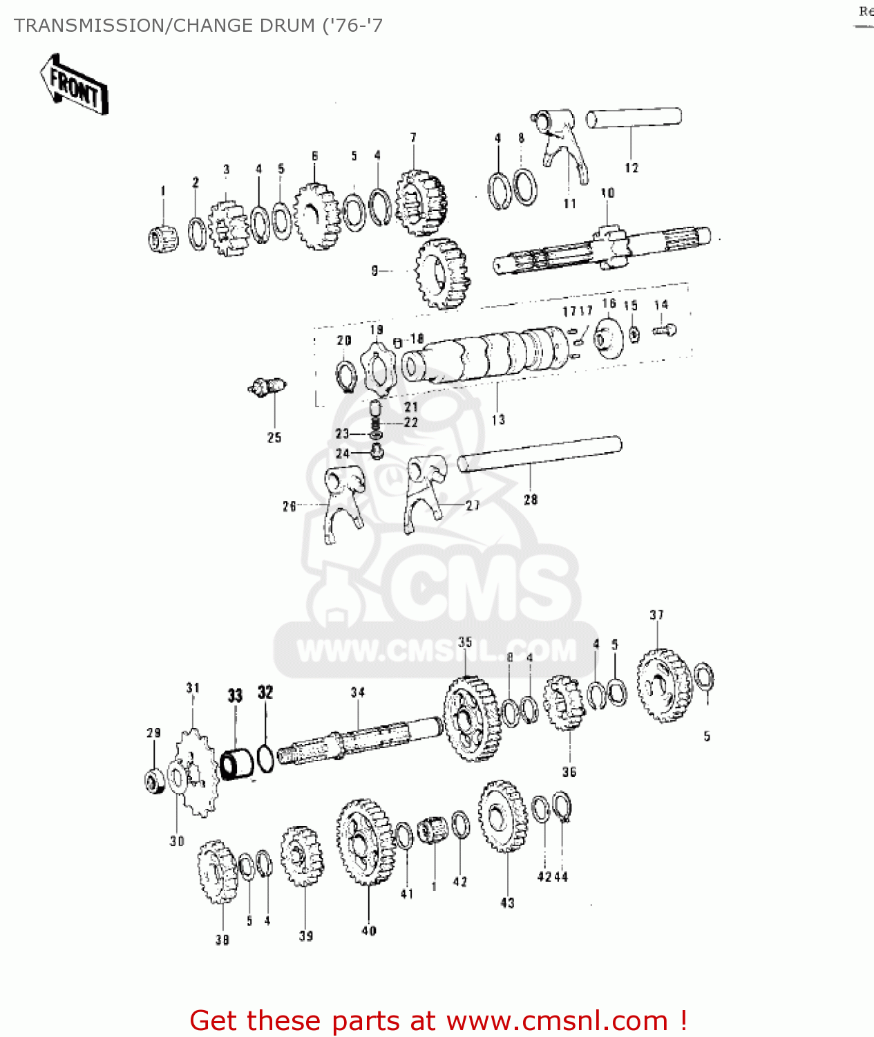 TRANSMISSION/CHANGE DRUM ('76-'7 KE125-A5 KE125 1978 USA CANADA