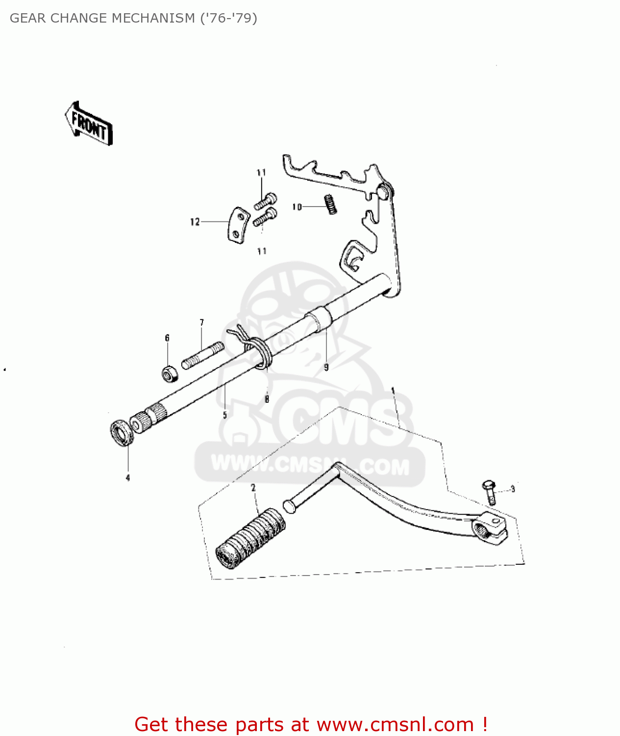 GEAR CHANGE MECHANISM ('76-'79) KE125-A5 KE125 1978 USA CANADA