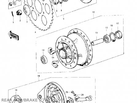 REAR HUB/BRAKE ('74-'75) - KE125-A5 KE125 1978 USA CANADA