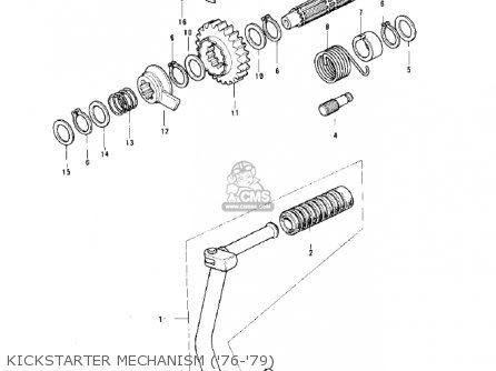 KICKSTARTER MECHANISM ('76-'79) - KE125-A5 KE125 1978 USA CANADA