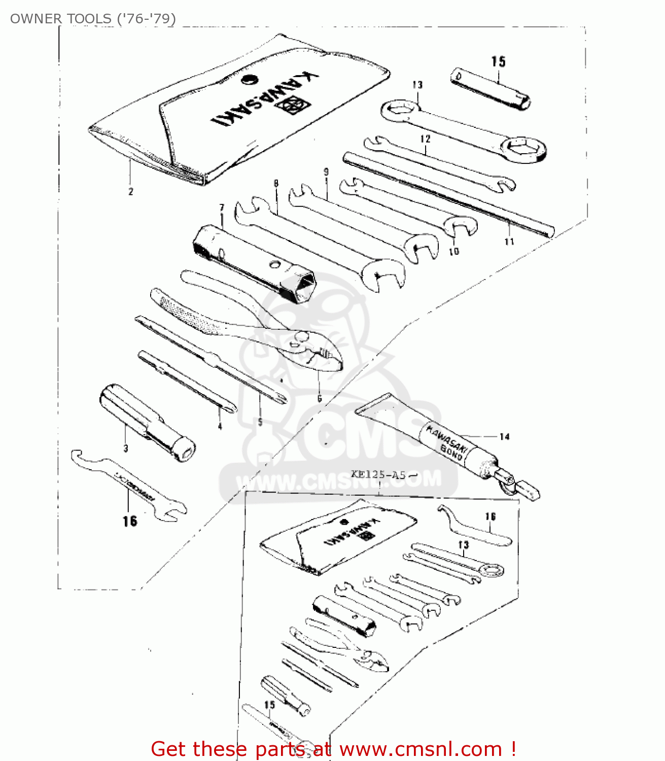 OWNER TOOLS ('76-'79) KE125-A6 KE125 1979 USA CANADA