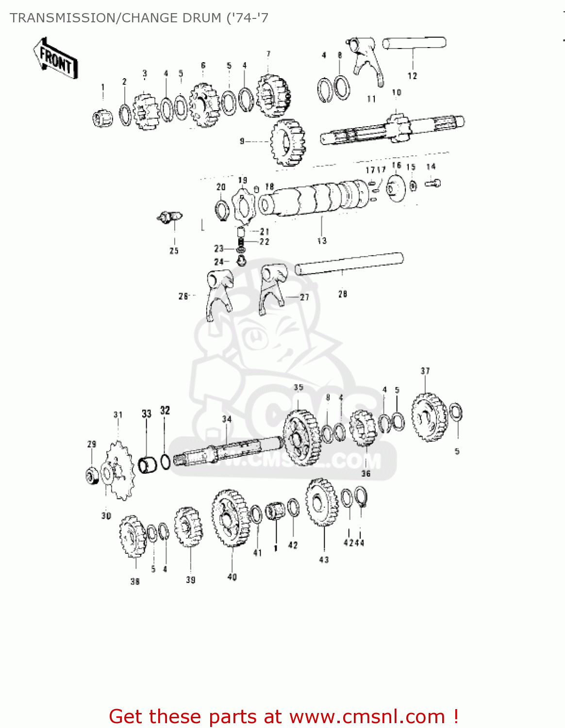 TRANSMISSION/CHANGE DRUM ('74-'7 KE125-A6 KE125 1979 USA CANADA