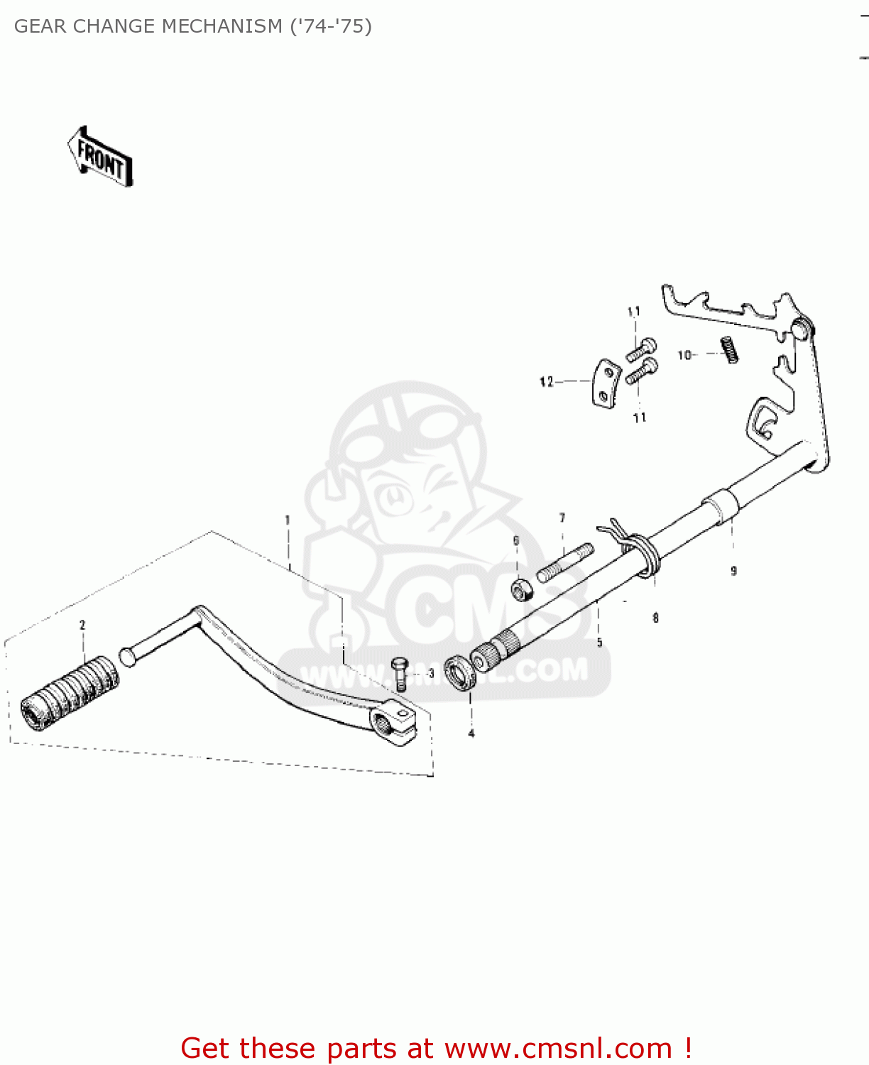 GEAR CHANGE MECHANISM ('74-'75) KE125-A6 KE125 1979 USA CANADA