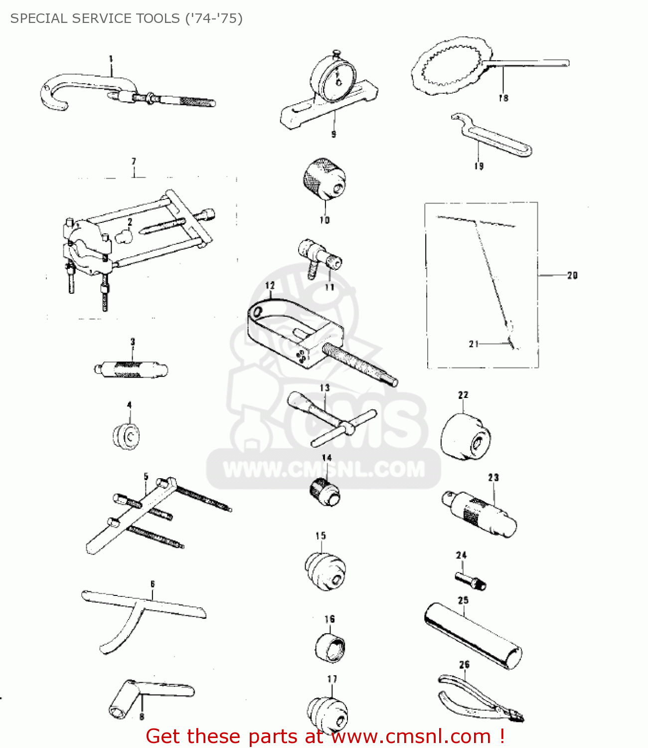 SPECIAL SERVICE TOOLS ('74-'75) KE125-A6 KE125 1979 USA CANADA