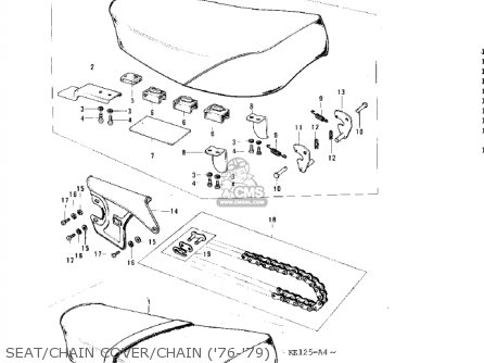 SEAT/CHAIN COVER/CHAIN ('76-'79) - KE125-A6 KE125 1979 USA CANADA