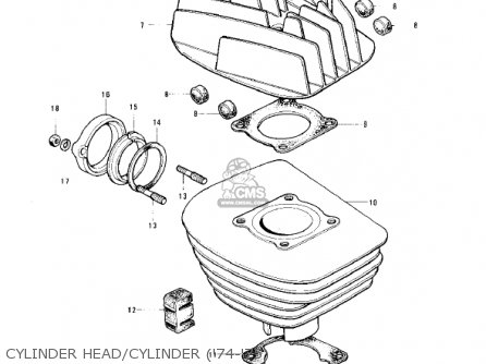 CYLINDER HEAD/CYLINDER ('74-'75) - KE125-A6 KE125 1979 USA CANADA
