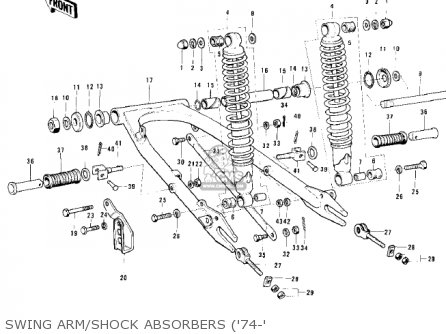 SWING ARM/SHOCK ABSORBERS ('74-' - KE125-A6 KE125 1979 USA CANADA