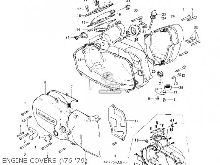 ENGINE COVERS ('76-'79) - KE125-A6 KE125 1979 USA CANADA