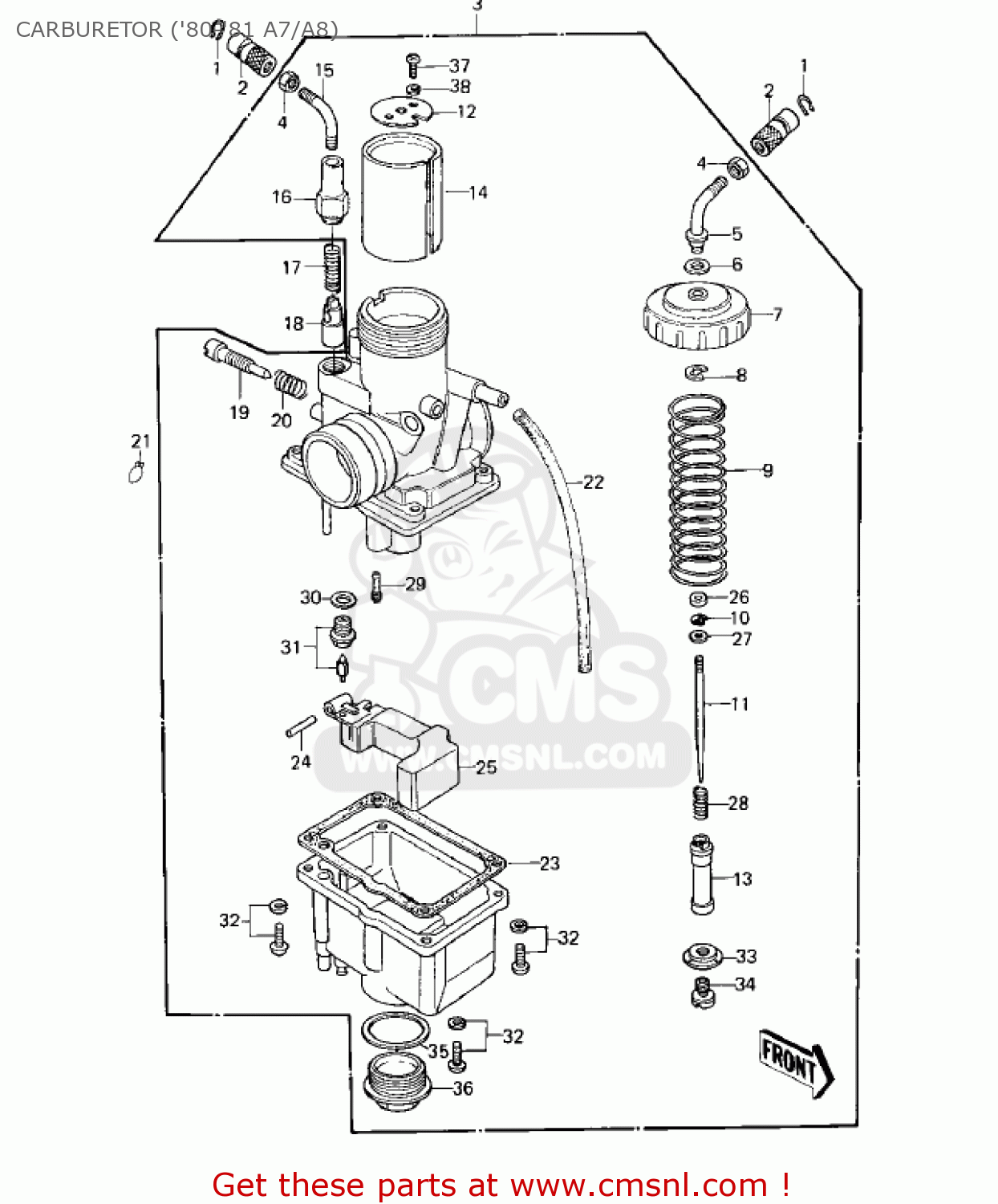 CARBURETOR ('80-'81 A7/A8) KE125-A7 KE125 1980 USA CANADA