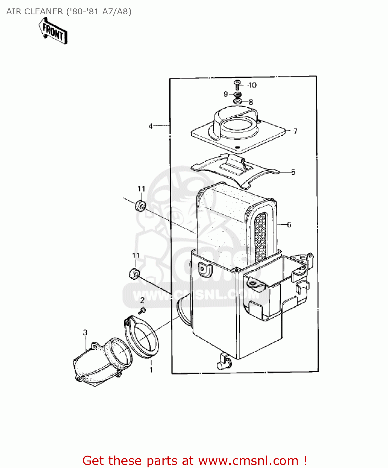 AIR CLEANER ('80-'81 A7/A8) KE125-A7 KE125 1980 USA CANADA