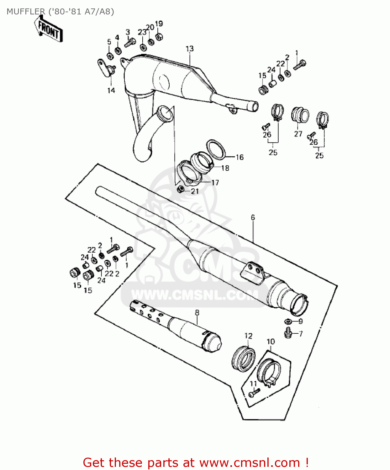 MUFFLER ('80-'81 A7/A8) KE125-A7 KE125 1980 USA CANADA