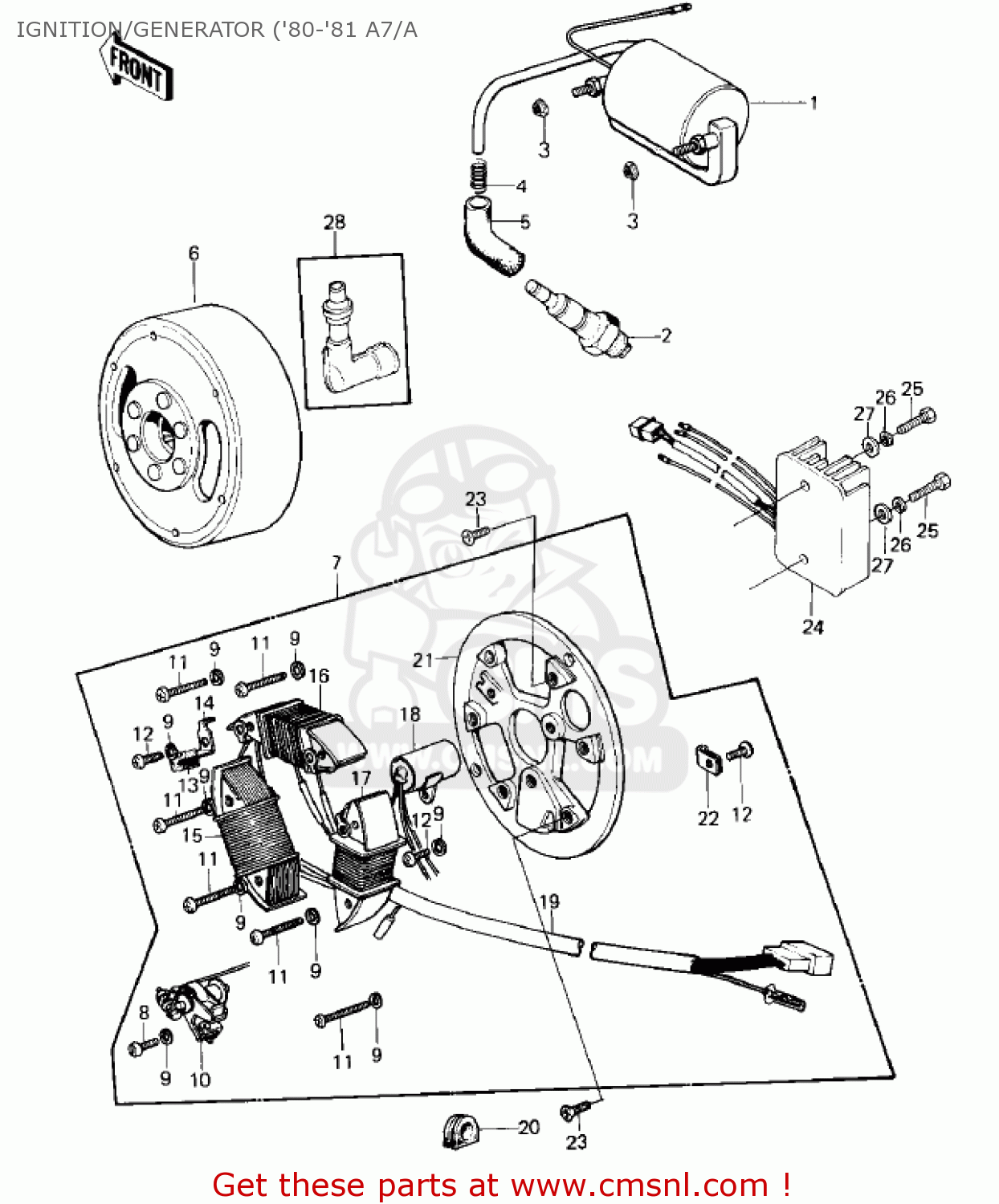 IGNITION/GENERATOR ('80-'81 A7/A KE125-A7 KE125 1980 USA CANADA