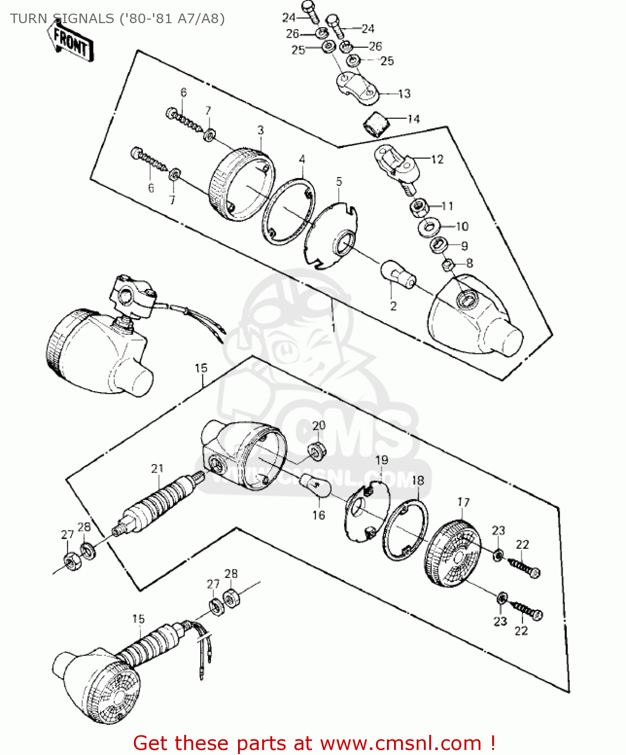 TURN SIGNALS ('80-'81 A7/A8) KE125-A7 KE125 1980 USA CANADA