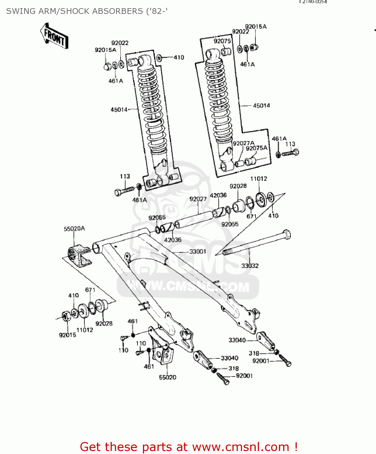 SWING ARM/SHOCK ABSORBERS ('82-' KE125-A7 KE125 1980 USA CANADA